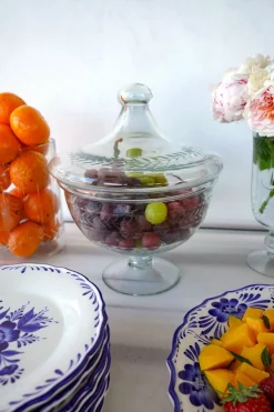 Cristina Oria Piezas Decorativas^Recipiente Con Tapa Cristal Tallado