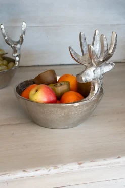 Cristina Oria Piezas Decorativas^Recipiente Plateado Mediano Con Diseño De Ciervo