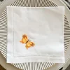 Cristina Oria Servilletas Y Accesorios^Servilleta Bordada A Mano Con Diseño De Mariposa Amarilla