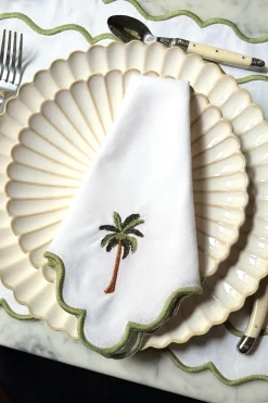 Cristina Oria Servilletas Y Accesorios^Servilleta Con Borde Ondulado Diseño Palmera