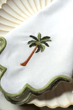 Cristina Oria Servilletas Y Accesorios^Servilleta Con Borde Ondulado Diseño Palmera