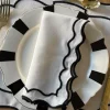 Cristina Oria Servilletas Y Accesorios^Servilleta Con Diseño De Blonda Blanca Y Negra