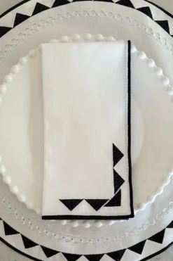 Cristina Oria Servilletas Y Accesorios^Servilleta Con Diseño De Sol Blanca Y Negra