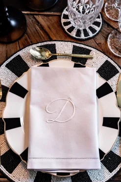 Cristina Oria Menaje Iniciales|Servilletas Y Accesorios^Servilleta De Algodón Con Detalle Vainica Inicial D