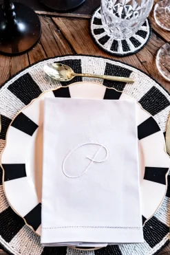 Cristina Oria Servilletas Y Accesorios|Menaje Iniciales^Servilleta De Algodón Con Detalle Vainica Inicial P