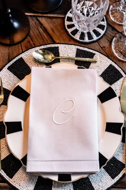 Cristina Oria Menaje Iniciales|Servilletas Y Accesorios^Servilleta De Algodón Con Detalle Vainica Inicial C