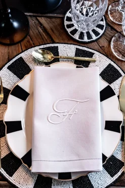 Cristina Oria Servilletas Y Accesorios|Menaje Iniciales^Servilleta De Algodón Con Detalle Vainica Inicial F