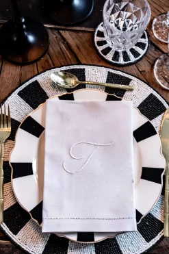 Cristina Oria Servilletas Y Accesorios|Menaje Iniciales^Servilleta De Algodón Con Detalle Vainica Inicial T