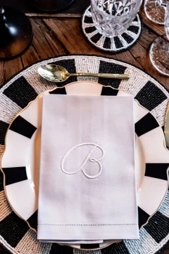 Cristina Oria Menaje Iniciales|Servilletas Y Accesorios^Servilleta De Algodón Con Detalle Vainica Inicial B