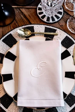 Cristina Oria Servilletas Y Accesorios|Menaje Iniciales^Servilleta De Algodón Con Detalle Vainica Inicial E