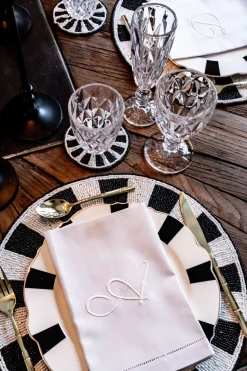 Cristina Oria Servilletas Y Accesorios|Menaje Iniciales^Servilleta De Algodón Con Detalle Vainica Inicial E