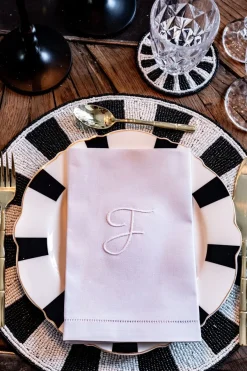 Cristina Oria Servilletas Y Accesorios|Menaje Iniciales^Servilleta De Algodón Con Detalle Vainica Inicial J