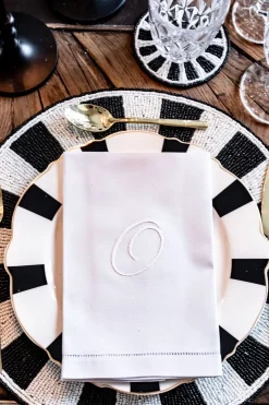 Cristina Oria Servilletas Y Accesorios|Menaje Iniciales^Servilleta De Algodón Con Detalle Vainica Inicial O