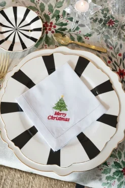 Cristina Oria Servilletas Y Accesorios^Servilleta De Algodón Y Detalle Vainica Diseño Navidad