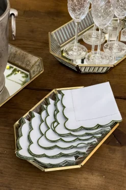 Cristina Oria Servilletas Y Accesorios^Servilleta De Cóctel Con Borde Ondulado Y Detalle De Vainica