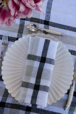 Cristina Oria Servilletas Y Accesorios^Servilleta De Lino Con Diseño De Cuadros Negros
