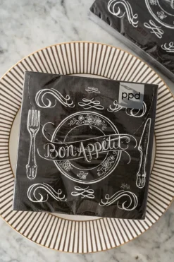Cristina Oria Servilletas Y Accesorios^Servilleta Negras "Bon Appetit" Grandes