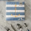 Cristina Oria Servilletas Y Accesorios^Servilletas Azules Con Rayas Y Diseño De Ancla Grandes