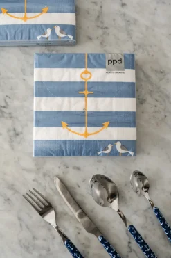 Cristina Oria Servilletas Y Accesorios^Servilletas Azules Con Rayas Y Diseño De Ancla Grandes