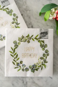 Cristina Oria Servilletas Y Accesorios^Servilletas Corona Flores & Happy Birthday Grandes