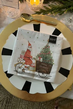 Cristina Oria Servilletas Y Accesorios^Servilletas Papa Noel en Bicicleta Grandes