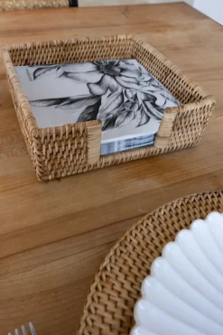 Cristina Oria Posavasos Y Servilleteros^Servilletero Cuadrado De Ratán Marrón Natural