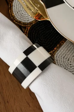 Cristina Oria Posavasos Y Servilleteros^Servilletero De Resina Abstracto Blanco Y Negro