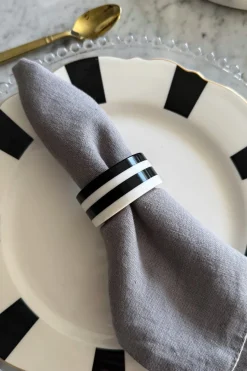 Cristina Oria Posavasos Y Servilleteros^Servilletero De Resina Rayas Blancas Y Negras