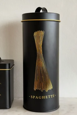 Cristina Oria Almacenaje^Set 6 Botes Metálicos De Almacenaje Negro Mate Con Ilustraciones Doradas