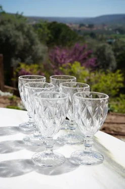 Cristina Oria Copas^Set 6 Copas Cristal Transparente Rombos