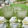 Cristina Oria Copas^Set 6 Copas Cristal Verde Picos