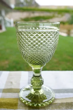 Cristina Oria Copas^Set 6 Copas Cristal Verde Picos