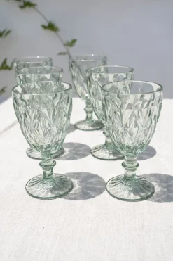 Cristina Oria Copas^Set 6 Copas Verdes Acrílicas Con Diseño De Rombos