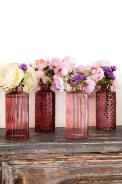 Cristina Oria Jarrones, Floreros Y Maceteros^Set 4 Floreros De Cristal Rosados