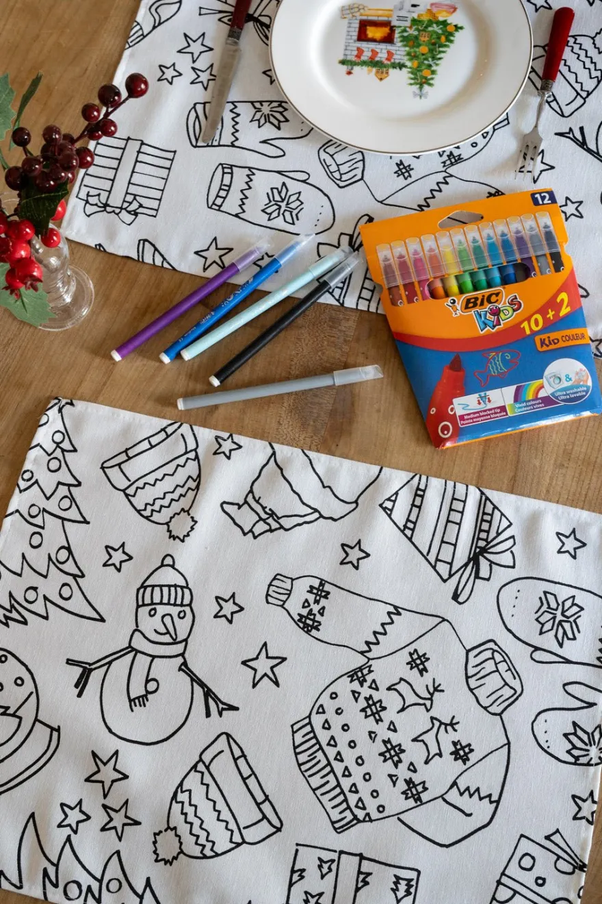 Cristina Oria Manteles Individuales|Minichef^Set 2 Individuales Coloreables Infantiles Con Motivos Navideños