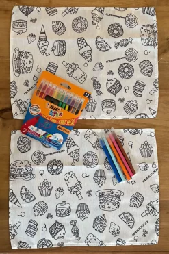 Cristina Oria Manteles Individuales|Minichef^Set 2 Individuales Coloreables Infantiles Con Motivos De Repostería Y Dulces