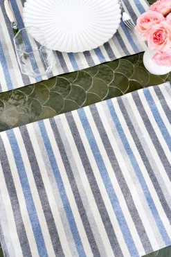 Cristina Oria Manteles Antimanchas|Manteles Individuales^Set 2 Manteles Individuales Diseño Rayas Azules