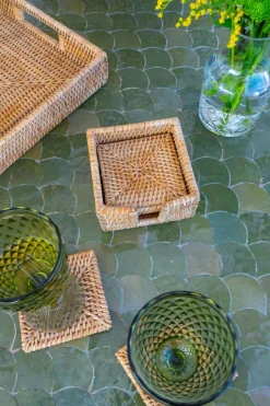 Cristina Oria Posavasos Y Servilleteros^Set 6 Posavasos Cuadrados De Ratán Marrón Natural