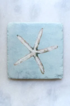 Cristina Oria Posavasos Y Servilleteros^Set 4 Posavasos De Mármol Diseño Conchas