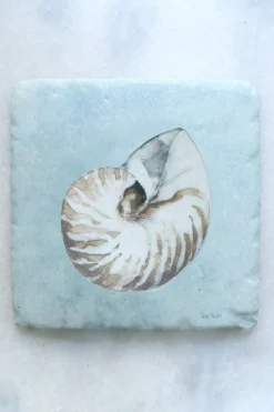 Cristina Oria Posavasos Y Servilleteros^Set 4 Posavasos De Mármol Diseño Conchas