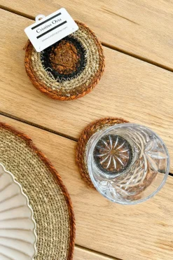 Cristina Oria Posavasos Y Servilleteros^Set 6 Posavasos de Seagrass Beige y Naranja