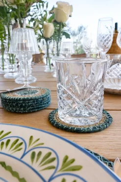 Cristina Oria Posavasos Y Servilleteros^Set 6 posavasos de Seagrass Beige y Azul