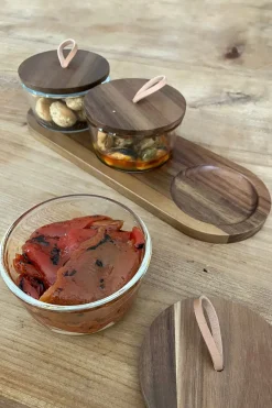 Cristina Oria Fuentes, Ensaladeras Y Cuencos^Set 3 Recipientes De Cristal Con Tapas Y Base De Madera