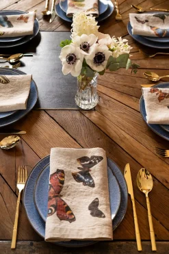 Cristina Oria Servilletas Y Accesorios^Set 6 Servilletas De Lino Con Diseño De Mariposas