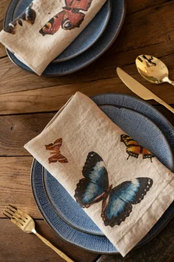 Cristina Oria Servilletas Y Accesorios^Set 6 Servilletas De Lino Con Diseño De Mariposas