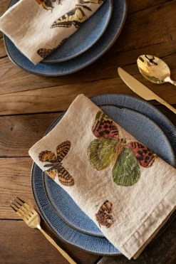 Cristina Oria Servilletas Y Accesorios^Set 6 Servilletas De Lino Con Diseño De Mariposas