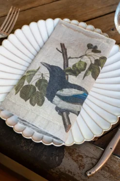 Cristina Oria Servilletas Y Accesorios^Set 6 Servilletas De Lino Con Diseño de Pájaros