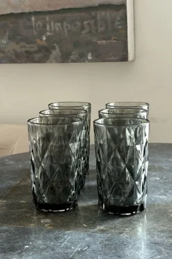 Cristina Oria Vasos^Set 6 Vasos Altos Grises Diseño Rombos