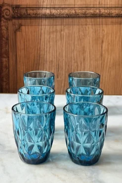 Cristina Oria Vasos^Set 6 Vasos Azules Diseño Rombos