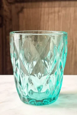 Cristina Oria Vasos^Set 6 Vasos Azules Turquesas Diseño Rombos